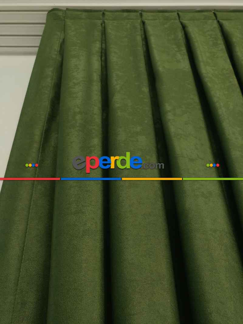 Salon - Soft Fon Perde Çimen Yeşili Dökümlü - Yeşil Koyu Yeşil