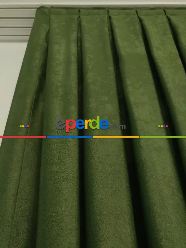 Salon - Soft Fon Perde Çimen Yeşili Dökümlü - Yeşil Koyu Yeşil