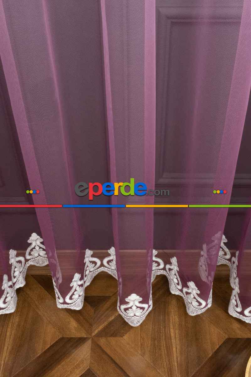 Degrade Geçişli Etek Nakışlı Model Tasarım Grek Tül Perde