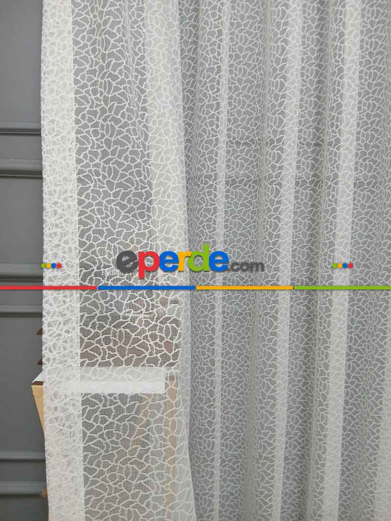 Beyaz Leopar Desen Desen Modern Tül Perde