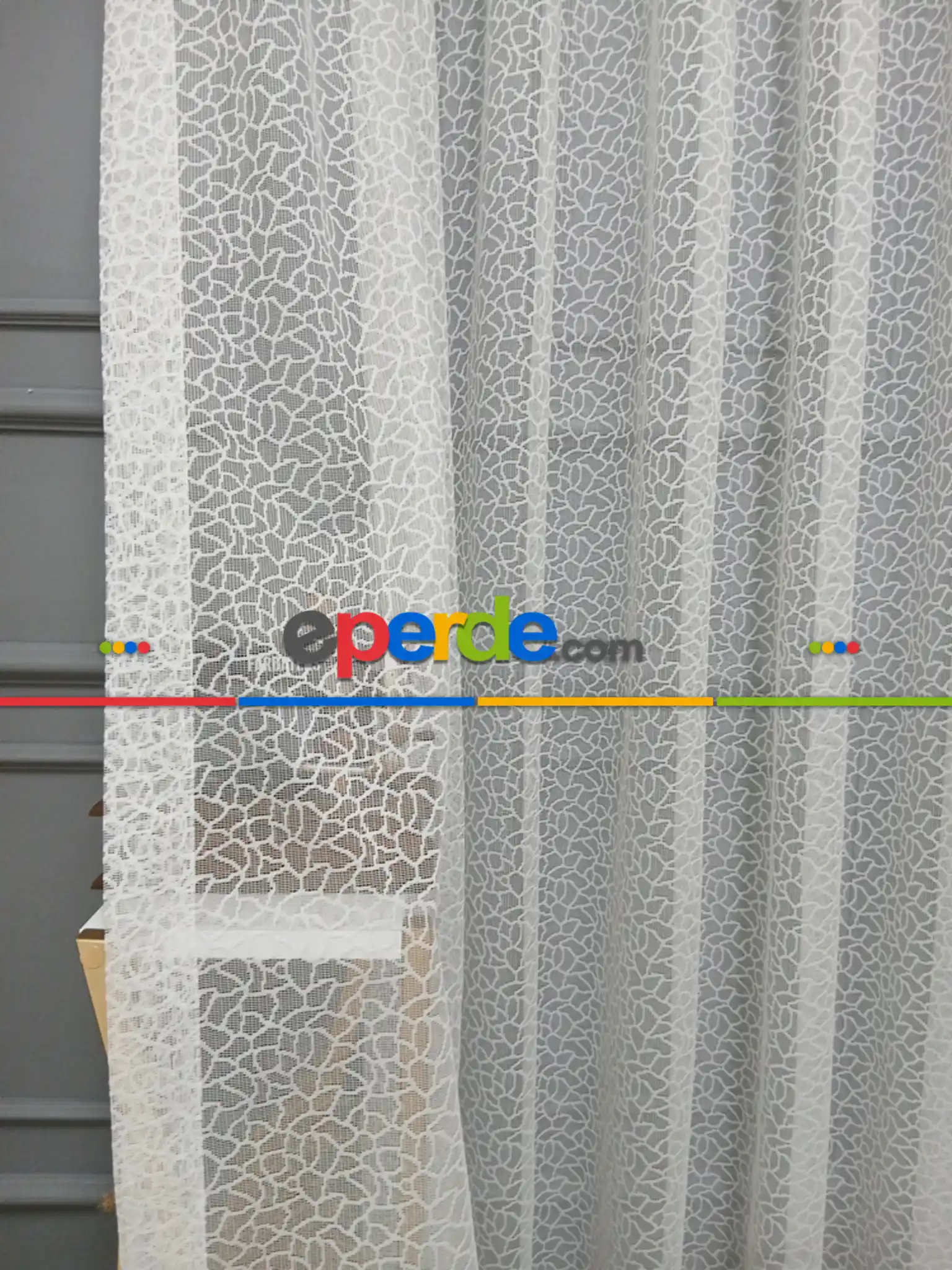 Beyaz Leopar Desen Desen Modern Tül Perde