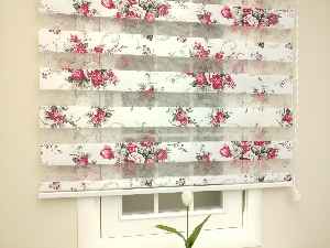 Zebra Perde - Çiçek Baskılı- Siyah Kırmızı