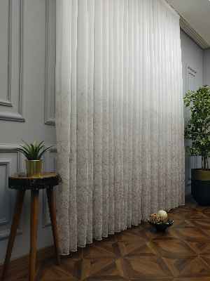 Modern Desenli Baskılı Tül Perde Şantuk Keten 2025 Vizyon Serisi- Kahve Açık-ekru-sütlü Kahve - Kurşunlu Tül