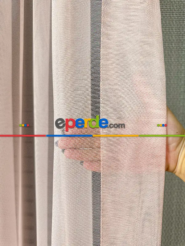 Kız Çocuk Odası Tül -  Toz Pembe Grek Zemin Düz Tül Perde - Kurşunlu