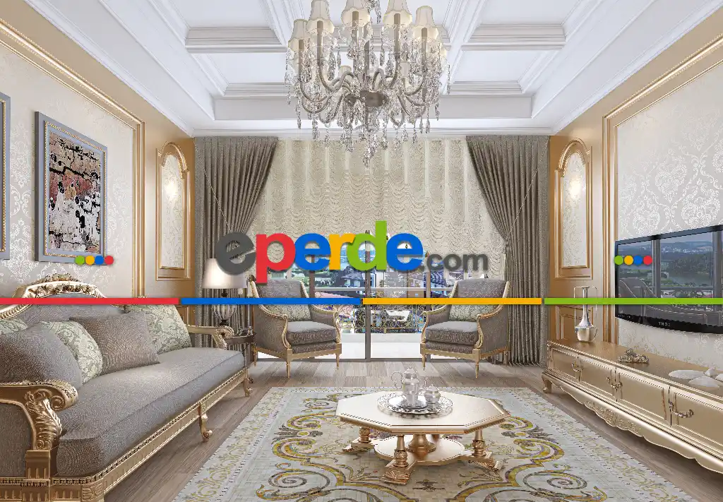 Drape Dar Bant Kadife Bantlı Şelale Ay Model İp Perde Krem- Krem