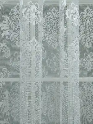 Krem Damask Desenli Fransız Danteli Tül Perde (geniş En 280cm)- Krem