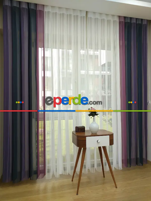 1. Kalite Çizgili Tül Dikey Zebra Perde Mor Ft23 - Parlament Ft33 - Gül Kurusu Ft21- Lacivert-mor-krem Açık-gül Kurusu