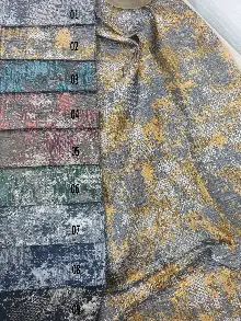 Geniş Enli Jakarlı Dokuma Salon Yatak Odası Lüks Perdeler 9 Renkli -yeşil Gri Hardal