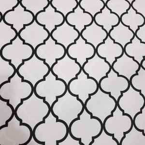 Yatak Odası - Beyaz Siyah Ottoman Desenli Hazır Fon Perde - Kumaşı Kalındır Duck Bezi Değildir- Sarı-Beyaz