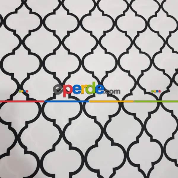 Yatak Odası - Beyaz Siyah Ottoman Desenli Hazır Fon Perde - Kumaşı Kalındır Duck Bezi Değildir- Sarı-Beyaz