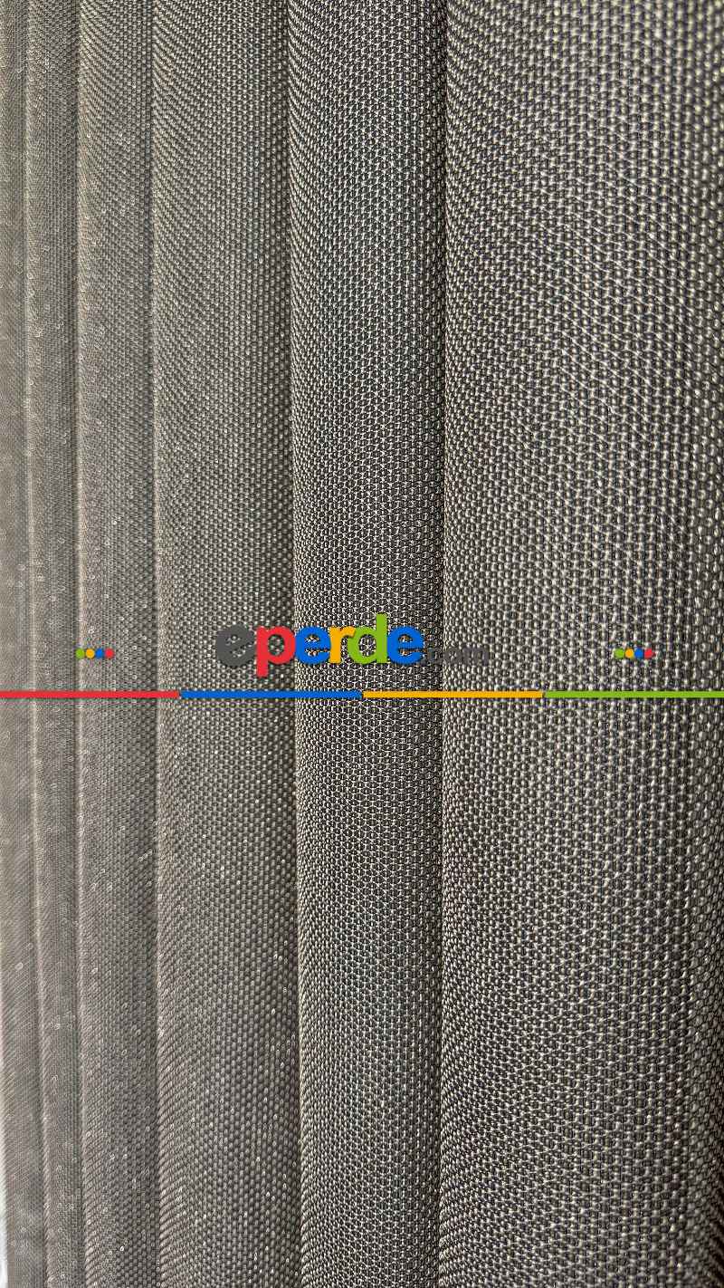 Kahverengi Keten Gümüş Simli Tül Perde - Ağır Gramajlı Premium