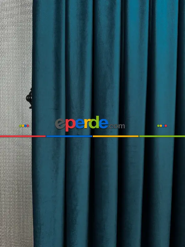 Yatak Odası - Petrol Yeşili İthal Kadife Fon Perde, Premium Kalite Serisi Kadife Fon Perde