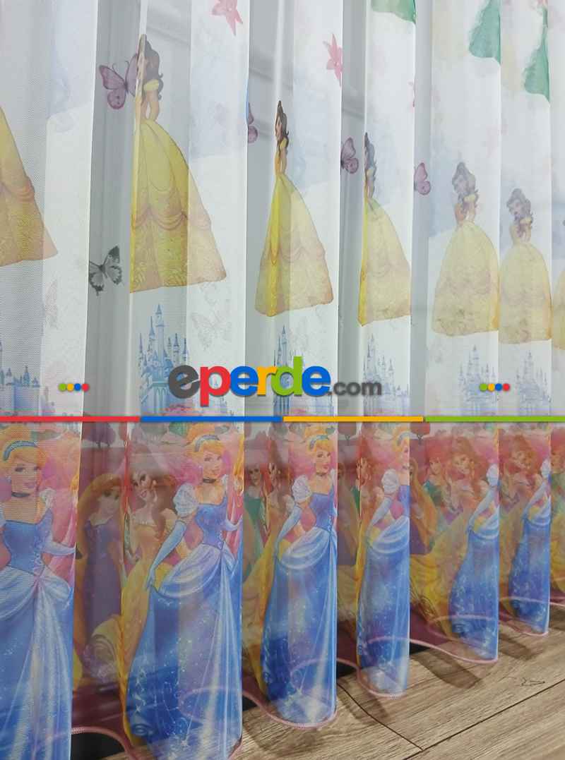 Çocuk Odası Renklli Prenses Rengarenk Kız Çocuk Odası Tül Perde