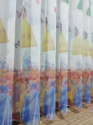 Çocuk Odası Renklli Prenses Rengarenk Kız Çocuk Odası Tül Perde