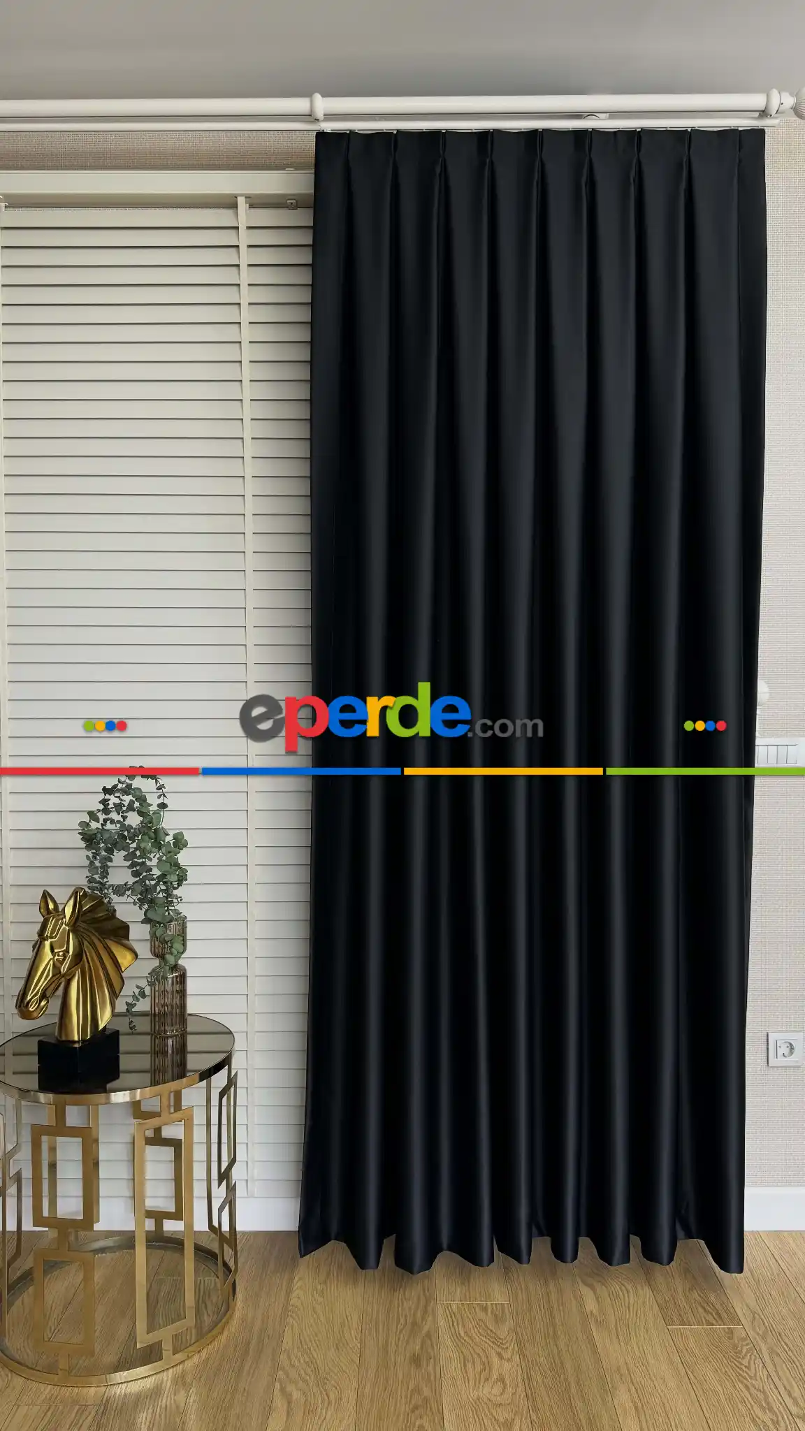 Salon - Siyah Blackout Perde - Karartma Fon Perde, Premium Kalite Serisidir, � Işığı Keser