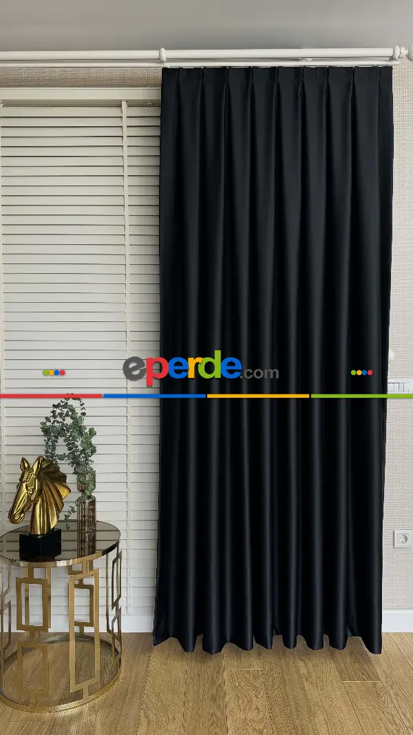 Yatak Odası - Siyah Blackout Perde - Karartma Fon Perde, Premium Kalite Serisidir, � Işığı Keser