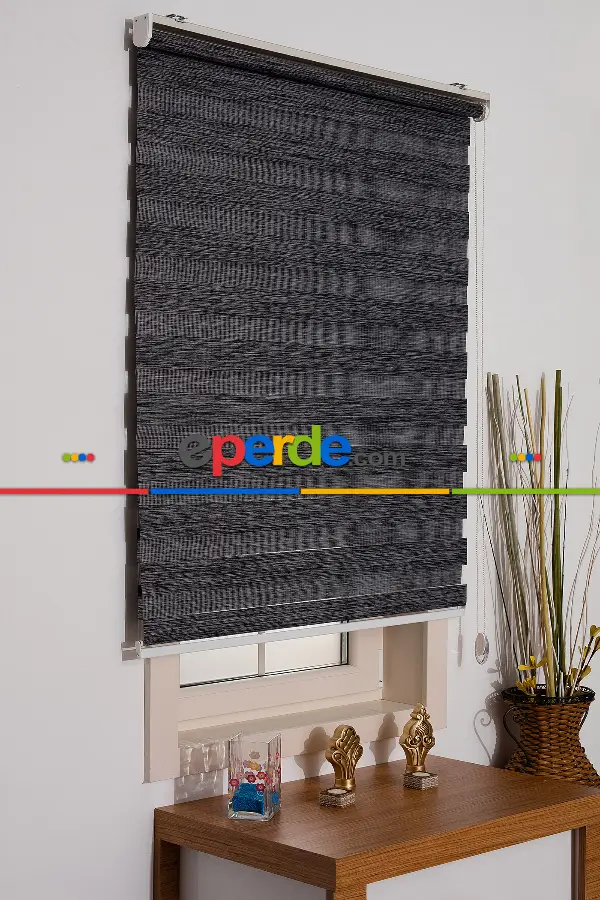 Salon Zebra Perde -Indirimli !!! Zebra Perde Füme Bambu Ozel Fiyat- Füme