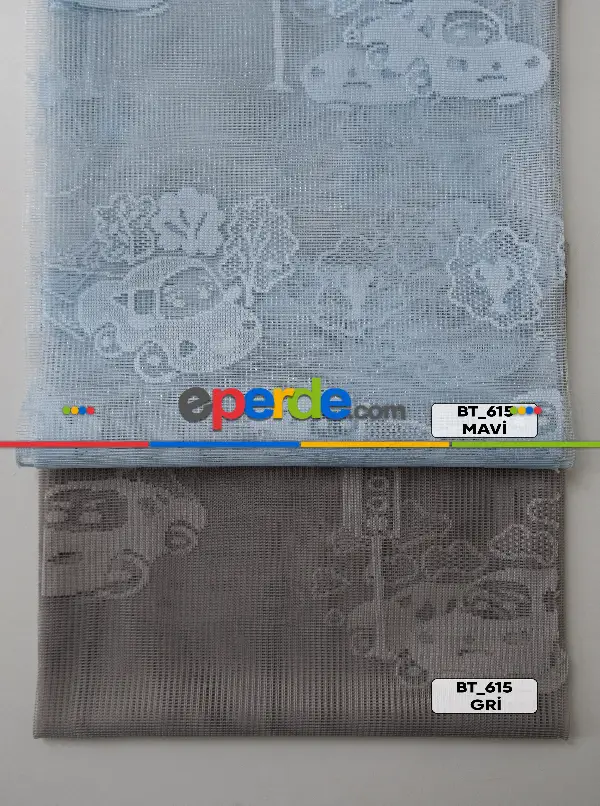 Erkek Çocuk Odası Tül Perde, Arabalar Desenli - Ütü İstemez