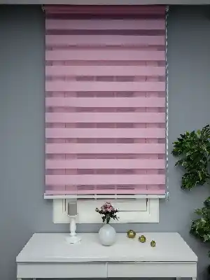 Oturma Odası - Pembe Zebra Perde - Düz Zebra Perde