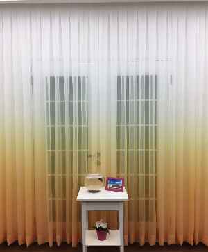 Turuncu Sarı Ekru Degrade Geçişli Düz Tül Perde- Sarı-turuncu-ekru