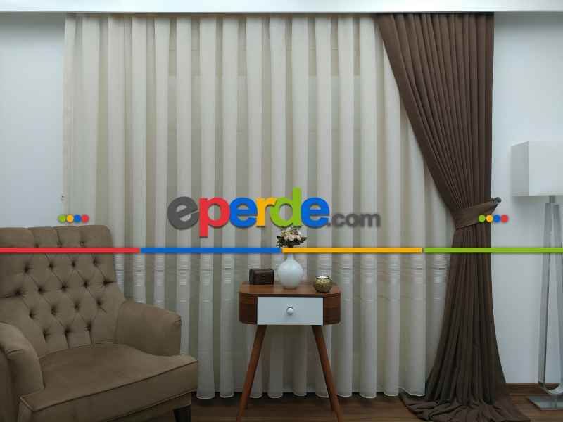 Kahve - Düz Fon Perde ( Dökümlü Fon Perde )- Kahve