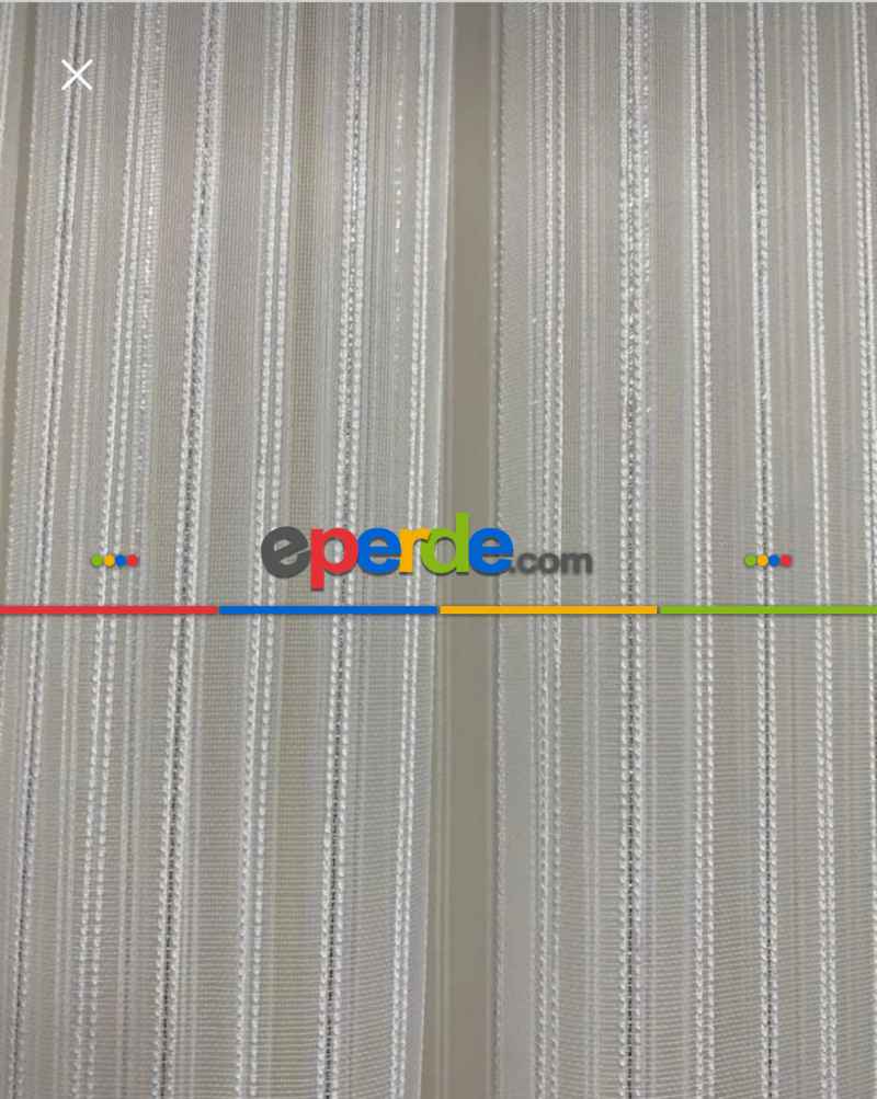 Salon Tül Perde - Simli Çizgili Makarna Tül Perde 2023 Trend Ürün Kampanya