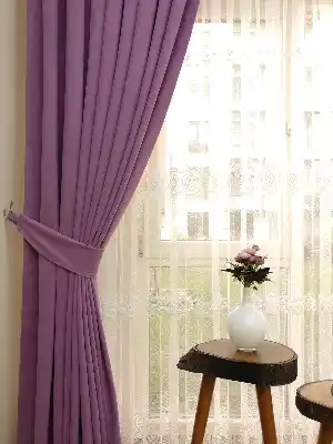 Lila Koyu - Düz Fon Perde ( En 150cm Dökümlü Fon Perde)- Lila Koyu Lila