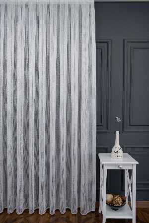 % 50 İndirimli Hazır Ürün Çizgi Gümüş Simli Çelik Sim Çizgili Pırıltılı Işıltılı Tül Tasarım Perde