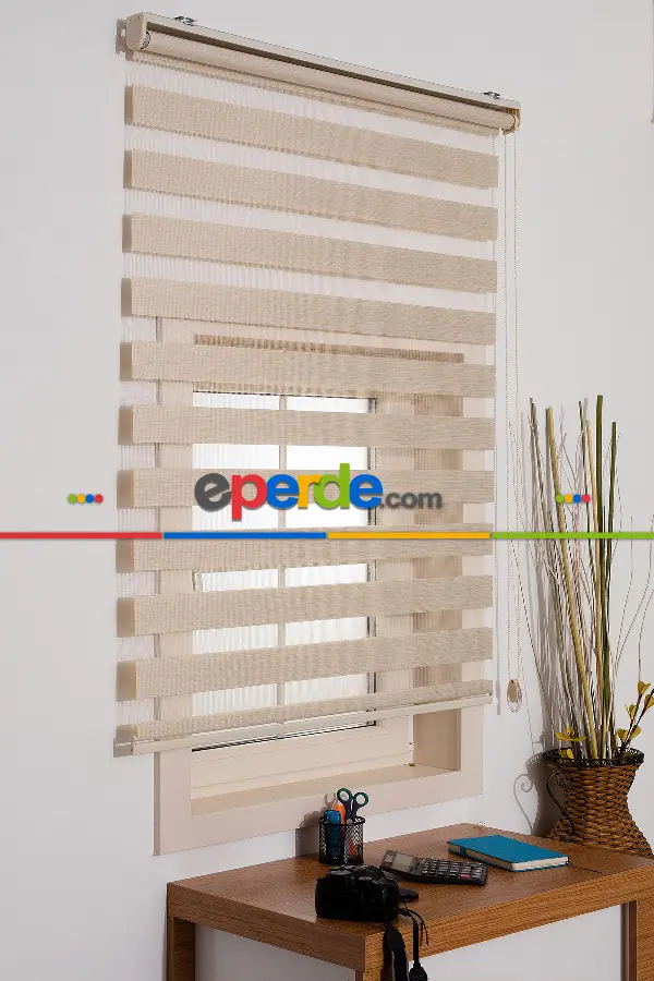 Krem Bambu Zebra Perde- Krem