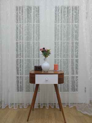 Spor Desen Fransız Dantel Tül Perde & Kruvaze Perde- Ekru