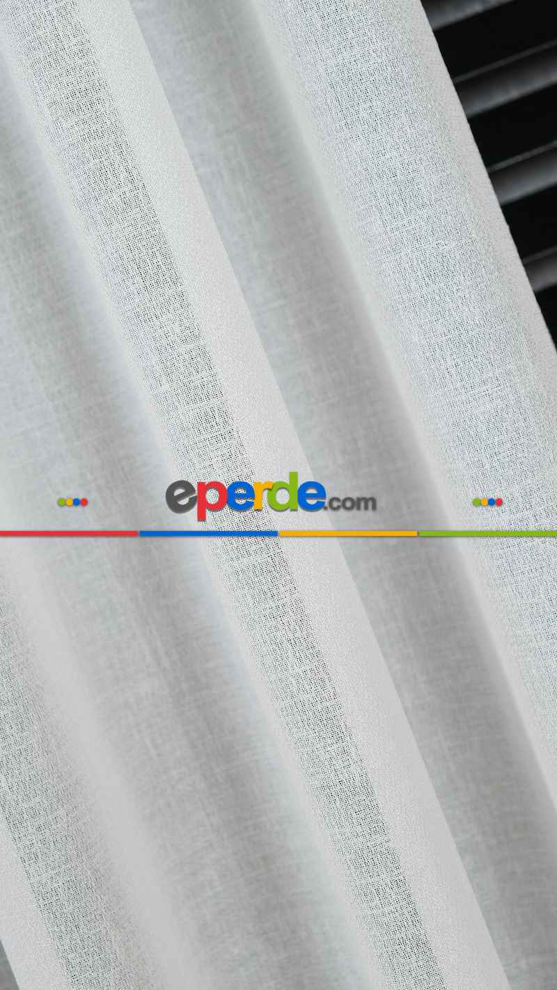 Ekru Düz Tül Perde, Ağır Gramajlı Premium Seri, Eteği Kurşunlu