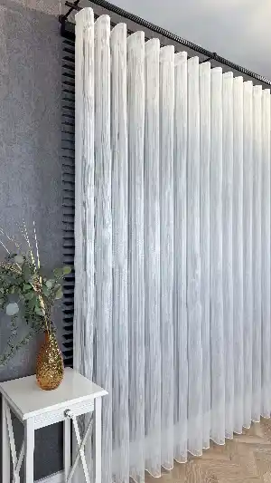 Vakko Simli Zincir Çizgili Tül Perde, Premium Seri Ağır Gramajlı