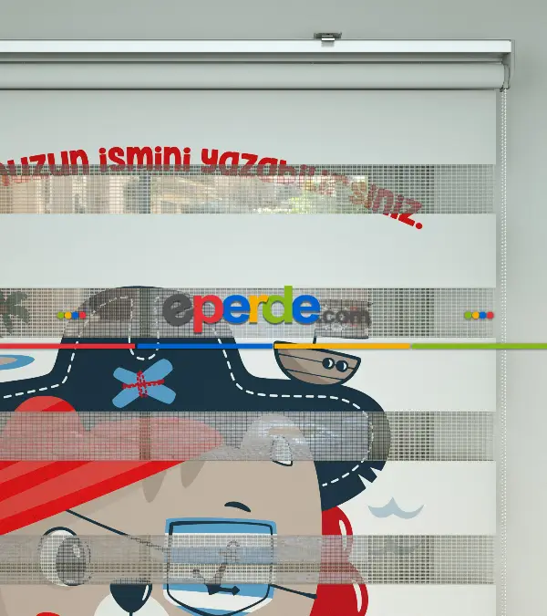 Aslan Desenli Özel Baskılı Zebra Perde- Çok Renkli