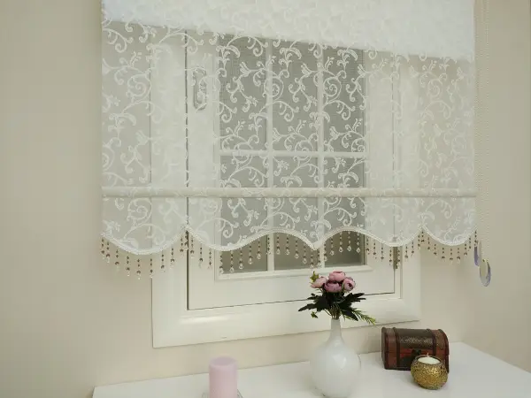 Yeni Sezon!! Çiftli Sistem Tül Stor Perde Ve Stor Perde- Şal Desen Ekru