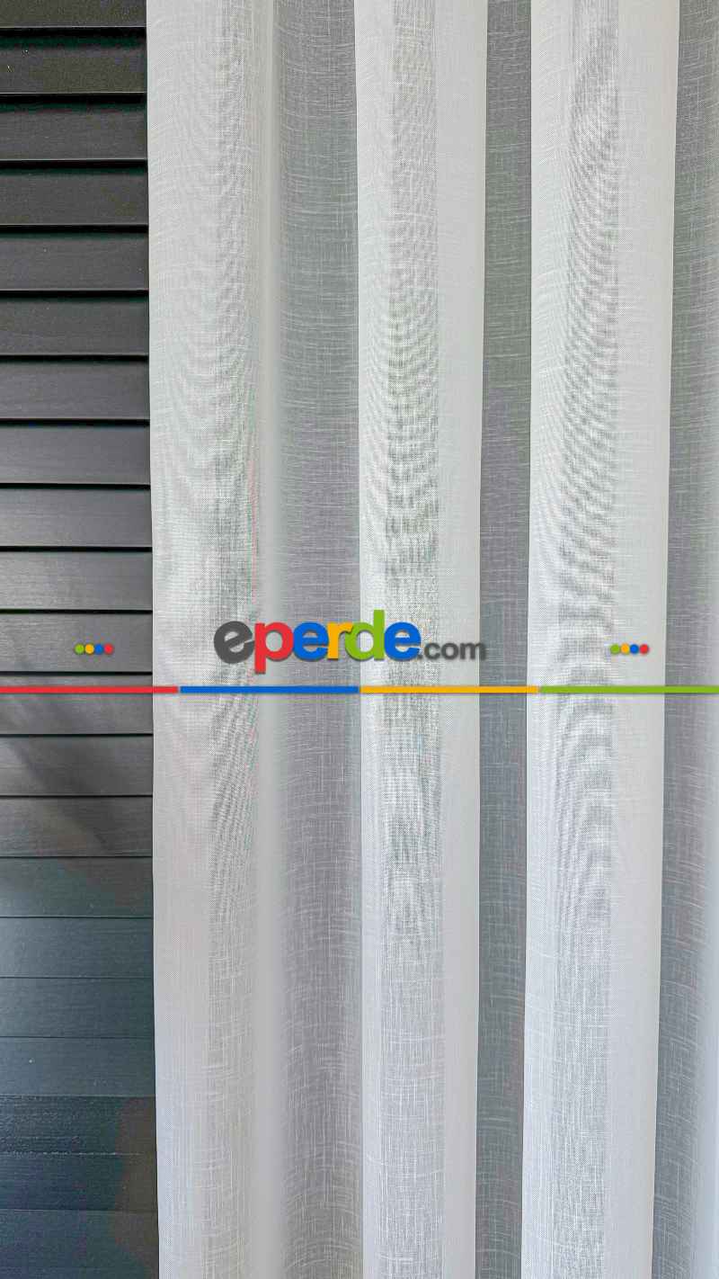 Ekru Naturel Keten Tül Perde - Ütü İstemez - Kurşunlu - S Pile Seçenekli - Premium Kalite