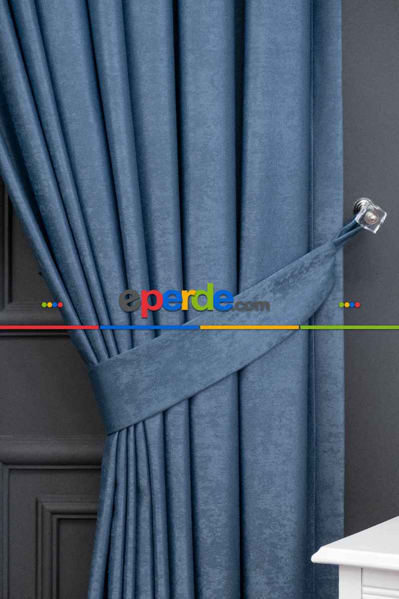 Soft İndigo Fon Perde (180)- Mavi