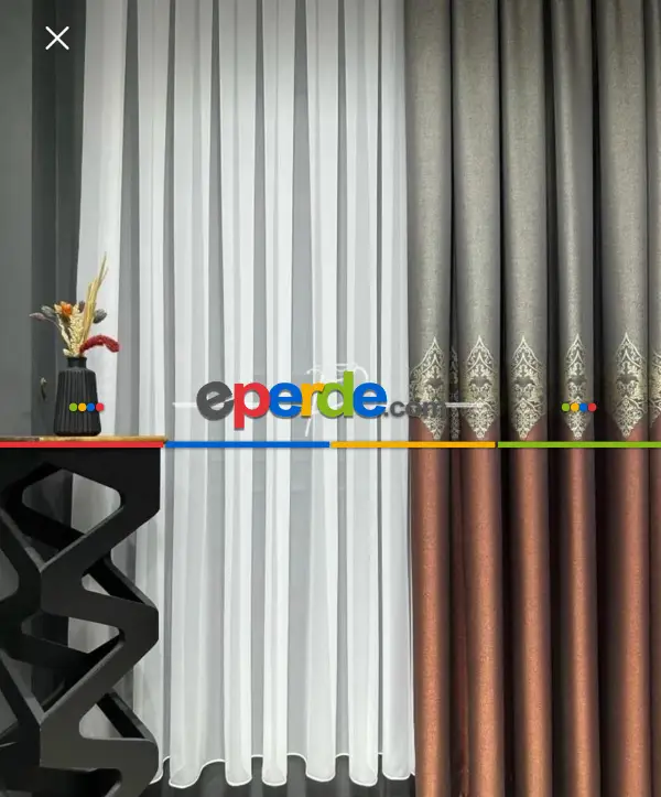 Salon - Brillant Düz İpek Silikon Lüx Tül Perde