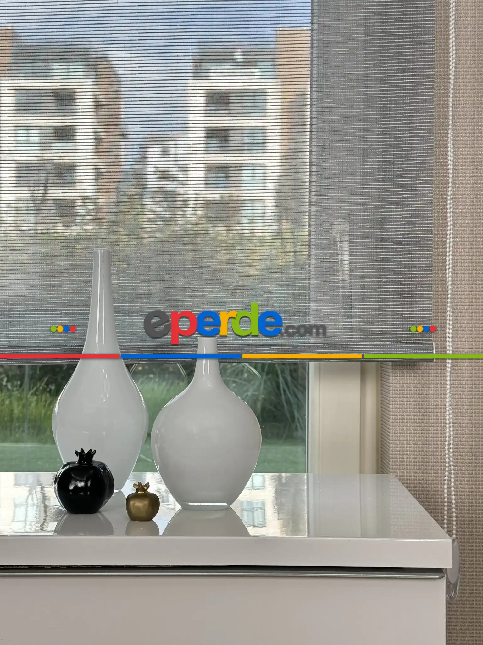 Gri Tül Stor Perde, Standart Metal Kasalı Yüksek Kalite Kornişe Kolay Montaj Seçenekli