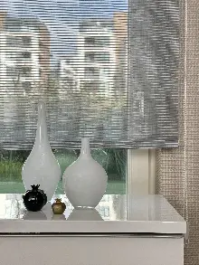 Mutfak Gri Tül Stor Perde, Standart Metal Kasalı Yüksek Kalite Kornişe Kolay Montaj Seçenekli