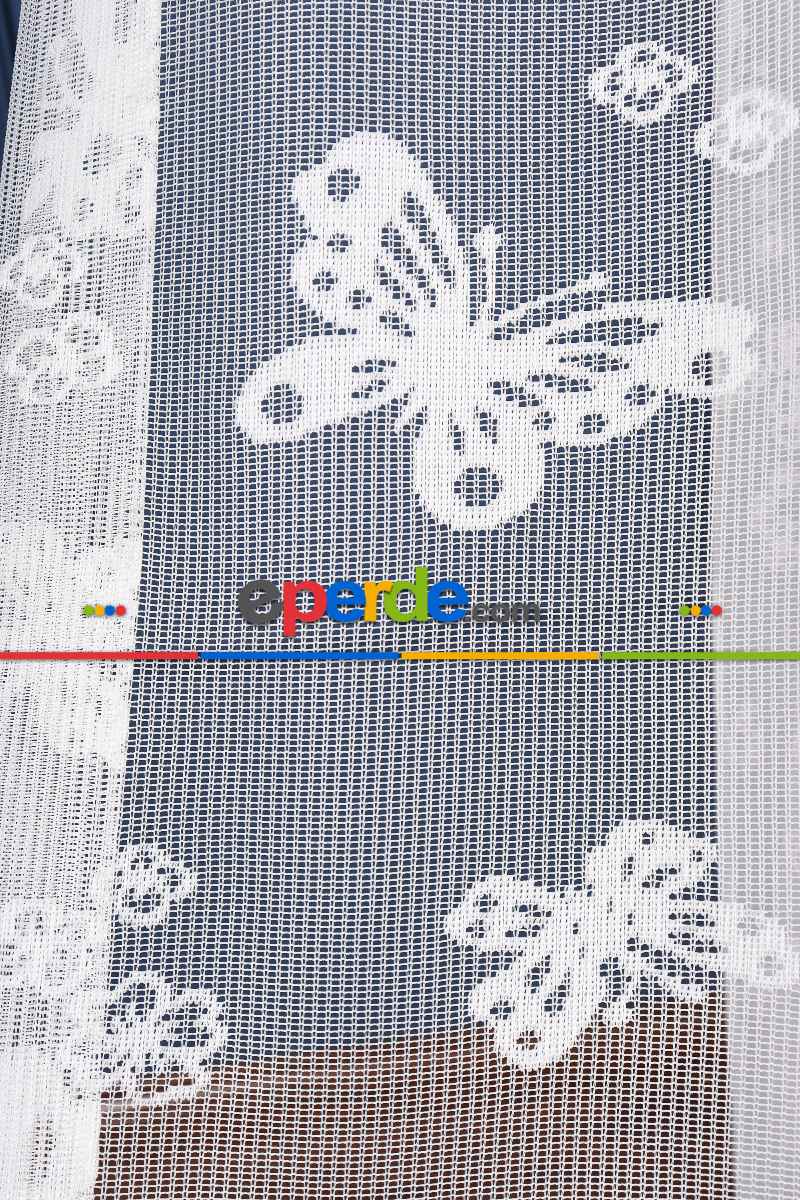 Çocuk Odası - Kelebek Desenli Örme Tül Perde