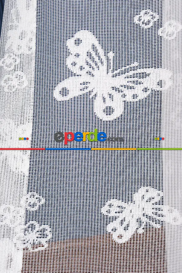 Çocuk Odası - Kelebek Desenli Örme Tül Perde