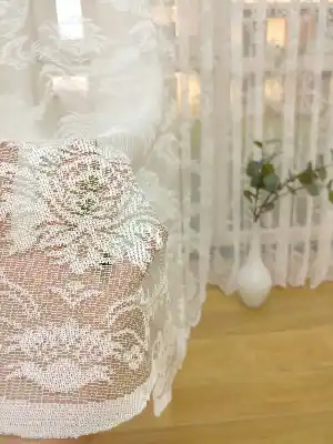#üreticifirma Damask Desenli Tül Perde 1.kalite- Ekru