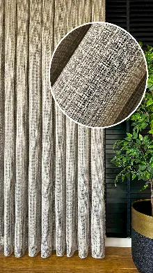 Açık Kahve Özel Dokuma, Özel İplik Keten Düz Tül Perde - Ağır Gramajlı Premium