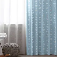 Erkek Çocuk ve Bebek Odası Fon Perde - Yıldız Desenli - Mavi Beyaz