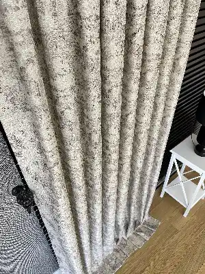 Patine Desenli Bej Açık Kahve Desenli Jakar Fon Perde (285 En)- Kahve Açık