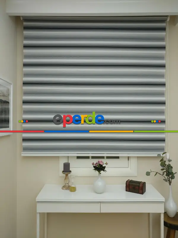 Salon Zebra Perde - Zebra Perde - Degrade Pileli Zebra ( Renk Geçişli Pileli )- Siyah