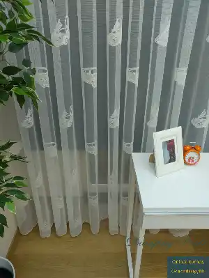 Çocuk Odası Tül Perde - Yarış Arabası Desenli Tül Perde- Ekru