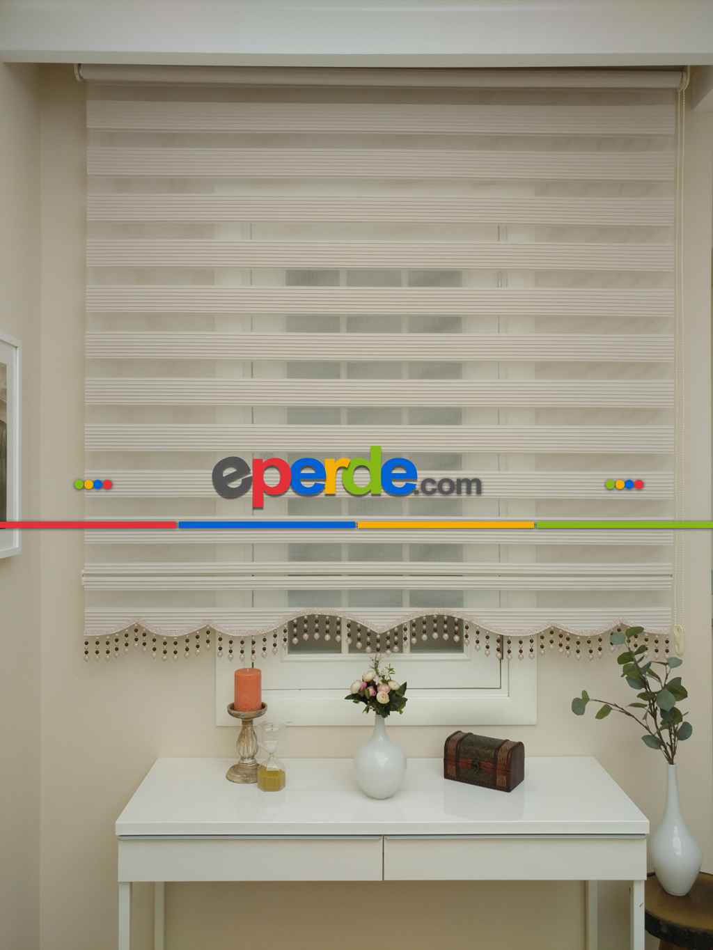 Zebra Perde - Dar Pileli Zebra Perde- Krem