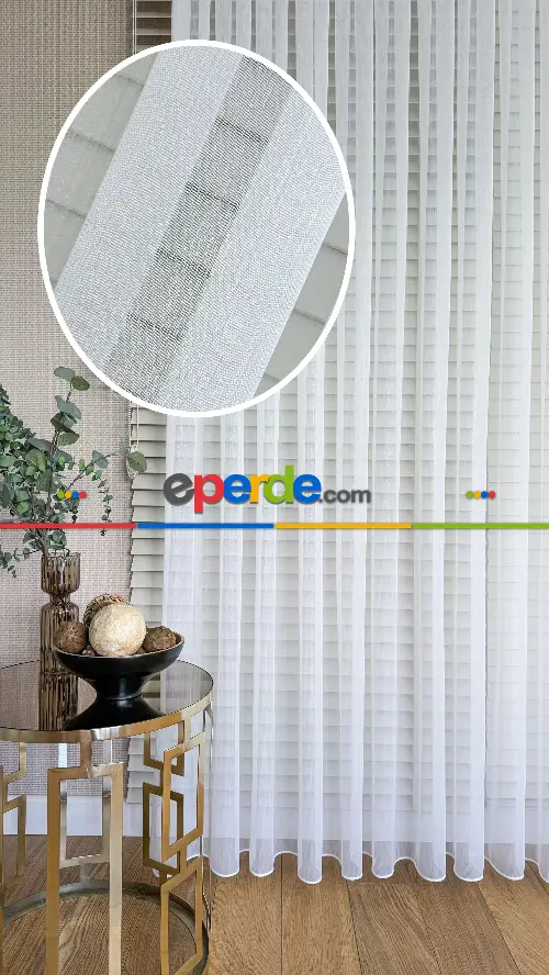 Ekru Simli Bambu Tül Perde - İpek Yumuşaklığında Armür Tül Perde