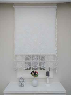 Çiftli Sistem Örme Tül Stor Perde Ve Stor Perde Utah 01- Ekru